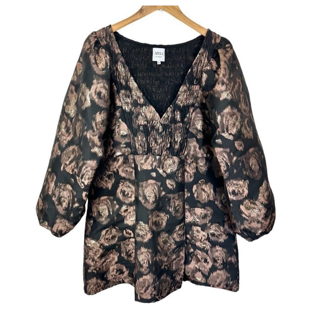 Misa Jacquard Babydoll Balloon Edie Mini Dress, size M
